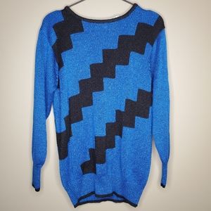 Vintage Liz Claiborne Sparkly Zig Zag 80s Sweater